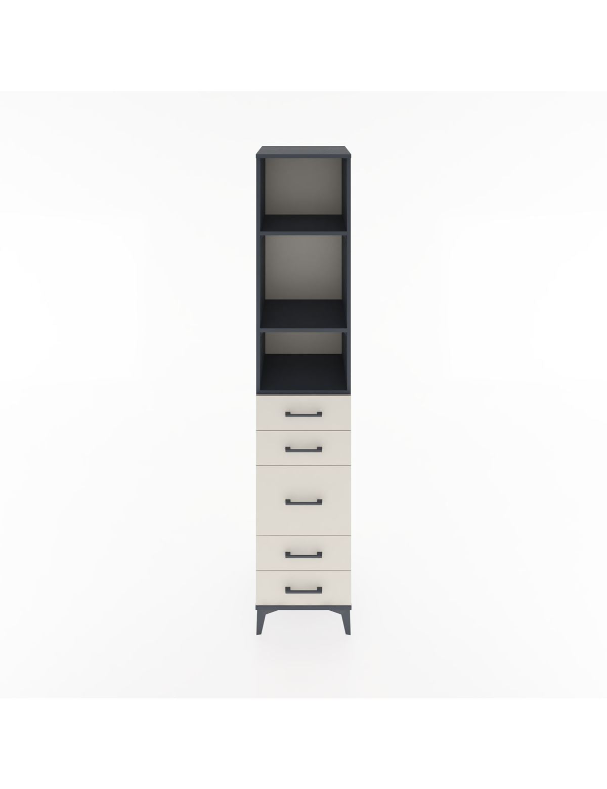 Hyperion Dolap 3 Raflı 5 Çekmeceli 44x44x221 Antrasit-Aytaşı