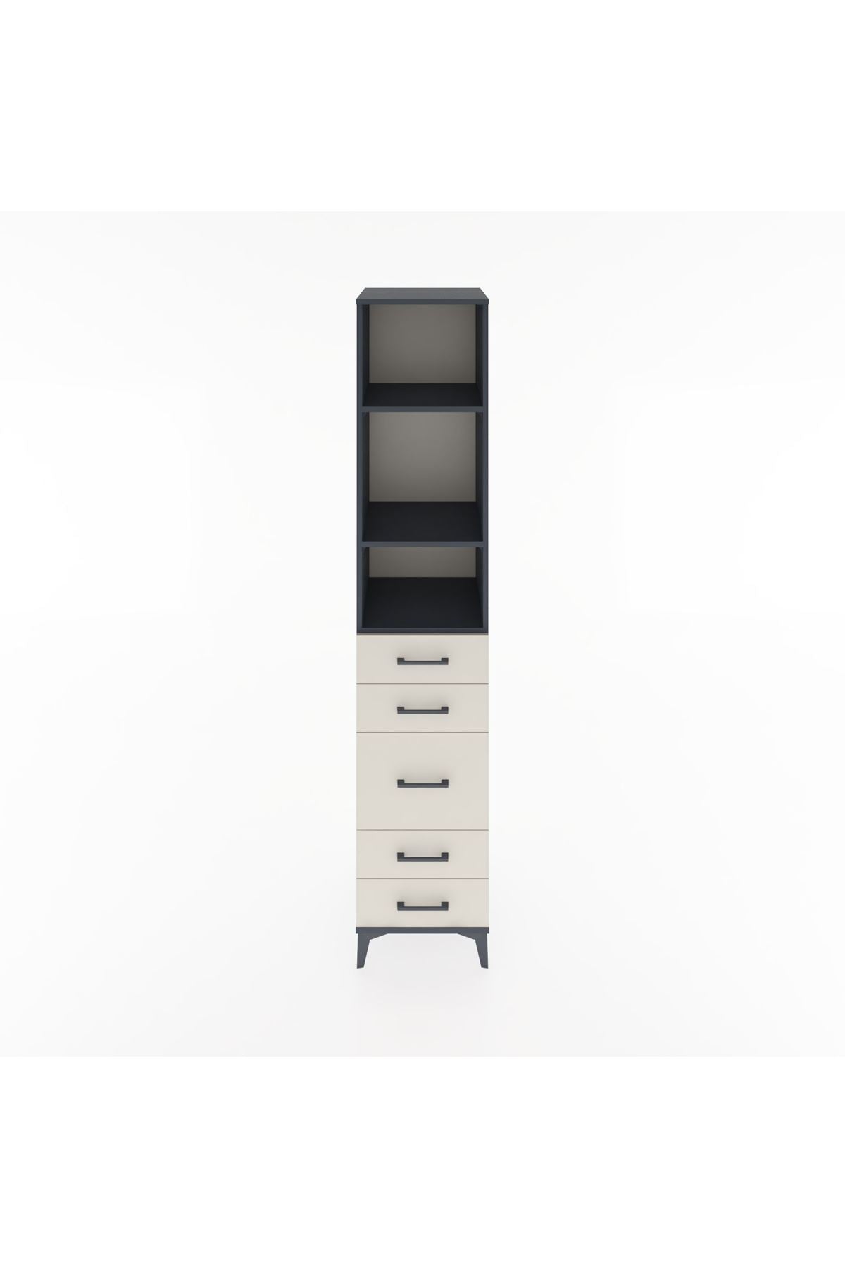 Hyperion Dolap 3 Raflı 5 Çekmeceli 44x44x221 Antrasit-Aytaşı