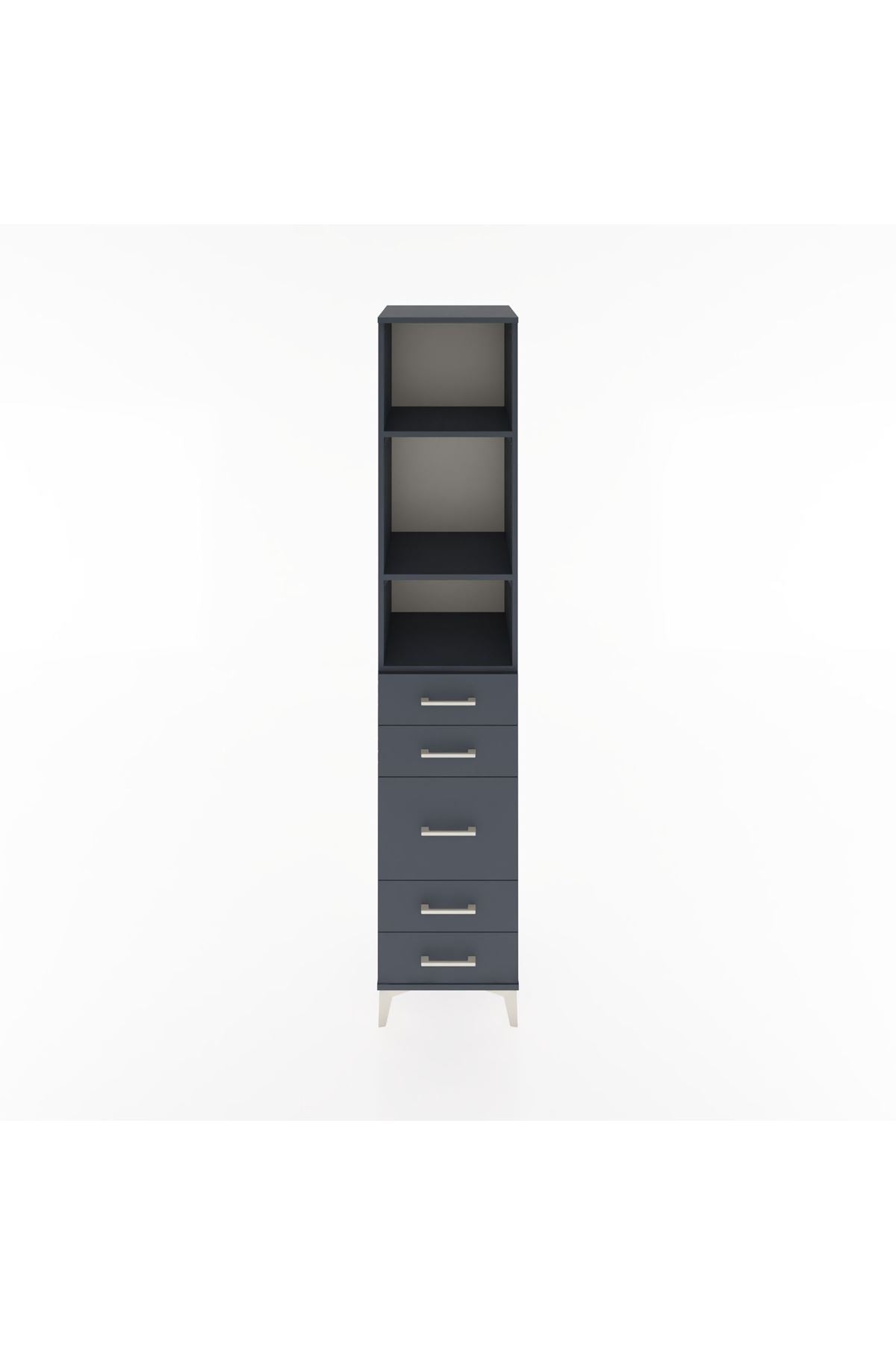 Hyperion Dolap 3 Raflı 5 Çekmeceli 44x44x221 Antrasit-Antrasit