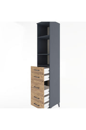 Hyperion Dolap 3 Raflı 5 Çekmeceli 44x44x221 Antrasit-Çam