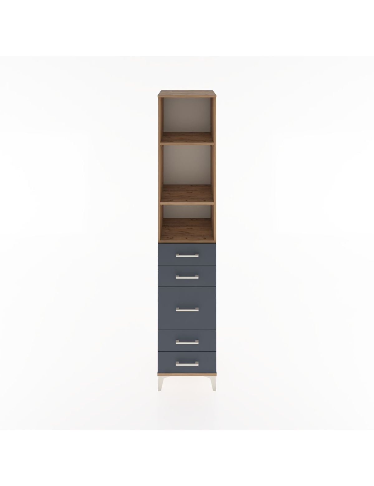 Hyperion Dolap 3 Raflı 5 Çekmeceli 44x44x221 Çam-Antrasit