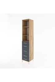 Hyperion Dolap 3 Raflı 5 Çekmeceli 44x44x221 Çam-Antrasit