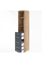 Hyperion Dolap 3 Raflı 5 Çekmeceli 44x44x221 Çam-Antrasit