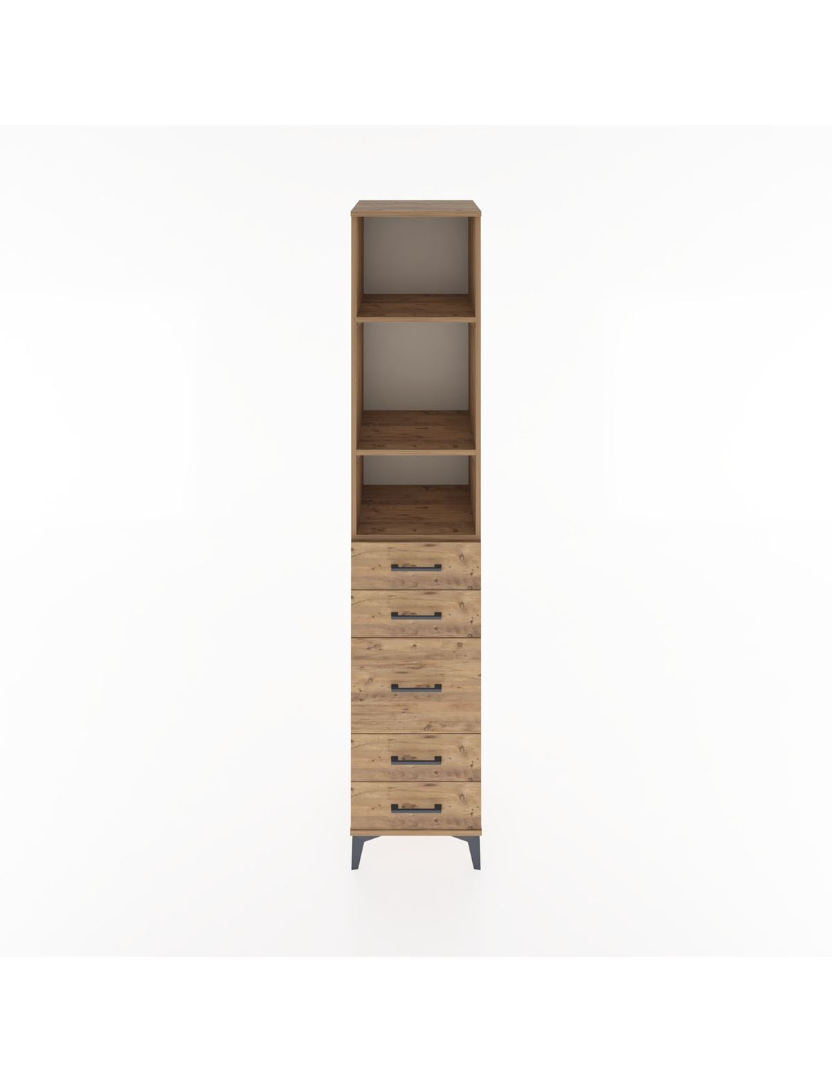 Hyperion Dolap 3 Raflı 5 Çekmeceli 44x44x221 Çam-Çam