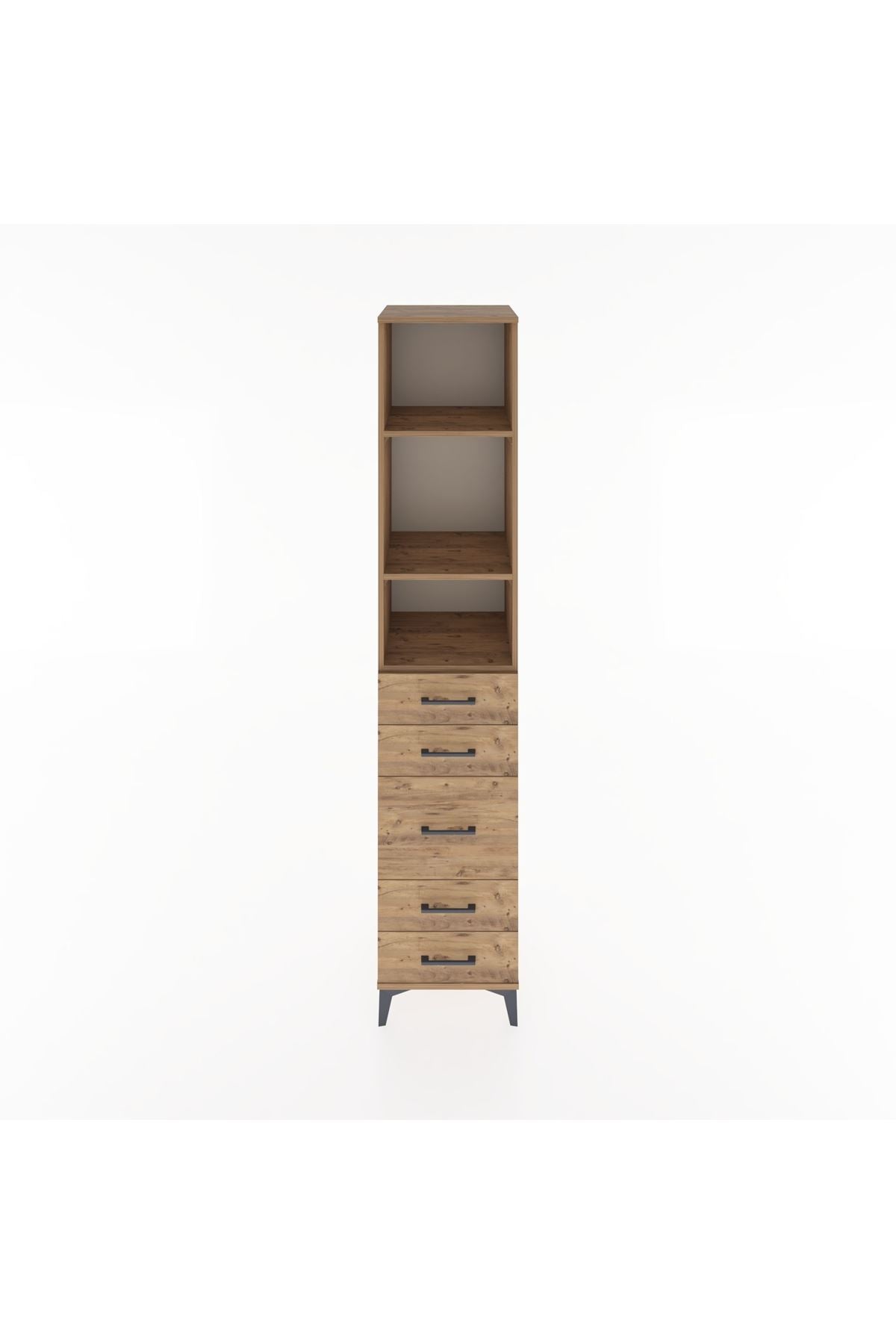 Hyperion Dolap 3 Raflı 5 Çekmeceli 44x44x221 Çam-Çam