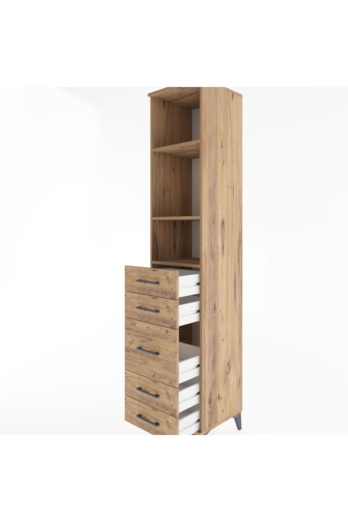 Hyperion Dolap 3 Raflı 5 Çekmeceli 44x44x221 Çam-Çam