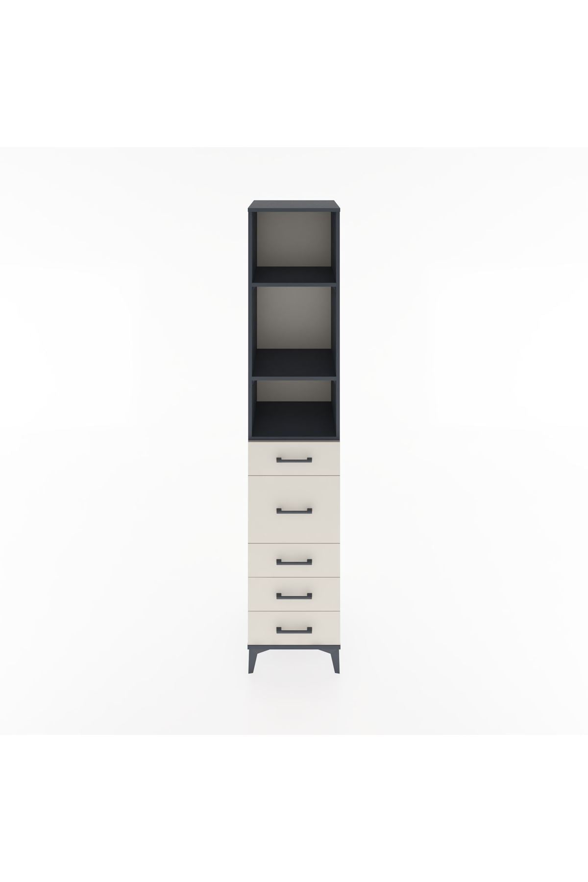 Hyperion Dolap 3 Raflı 5 Çekmeceli 44x44x221 Antrasit-Aytaşı