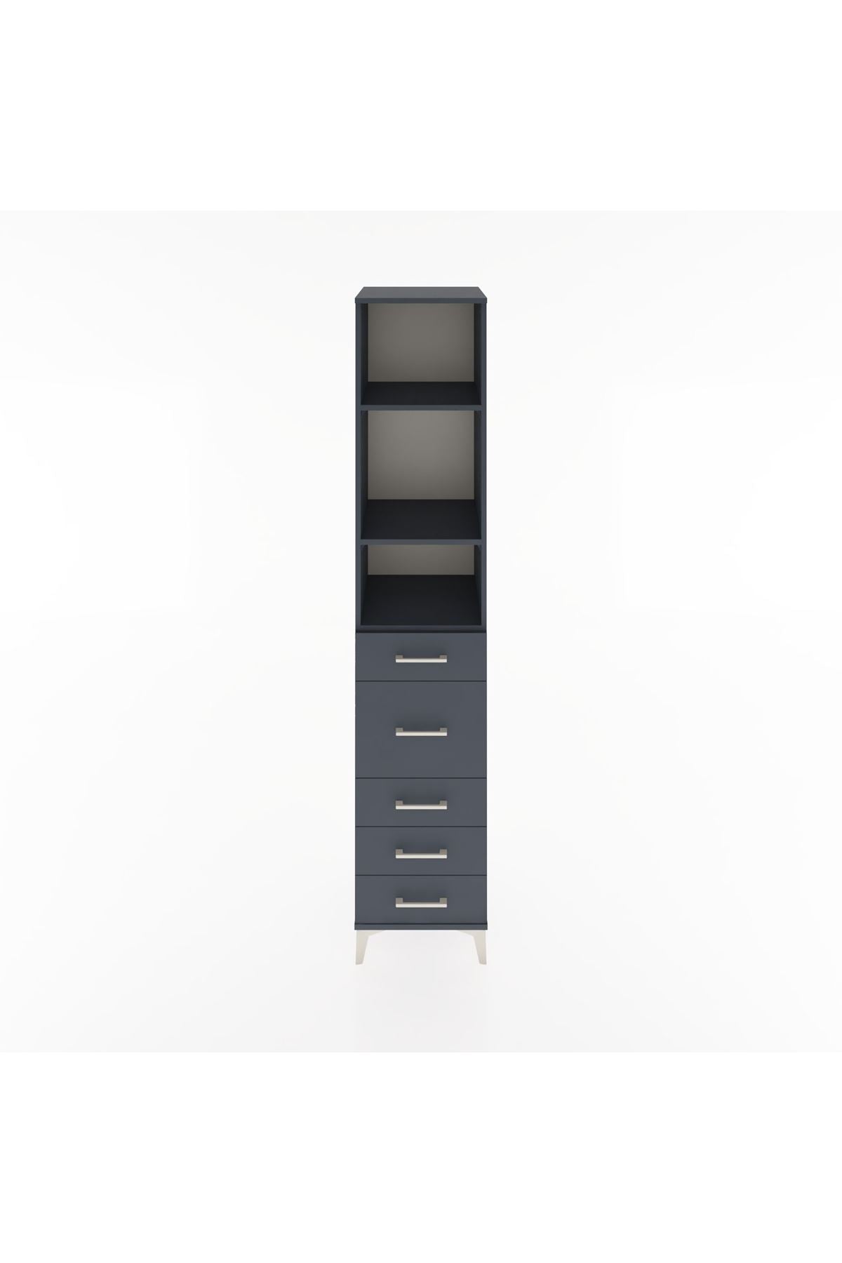 Hyperion Dolap 3 Raflı 5 Çekmeceli 44x44x221 Antrasit-Antrasit