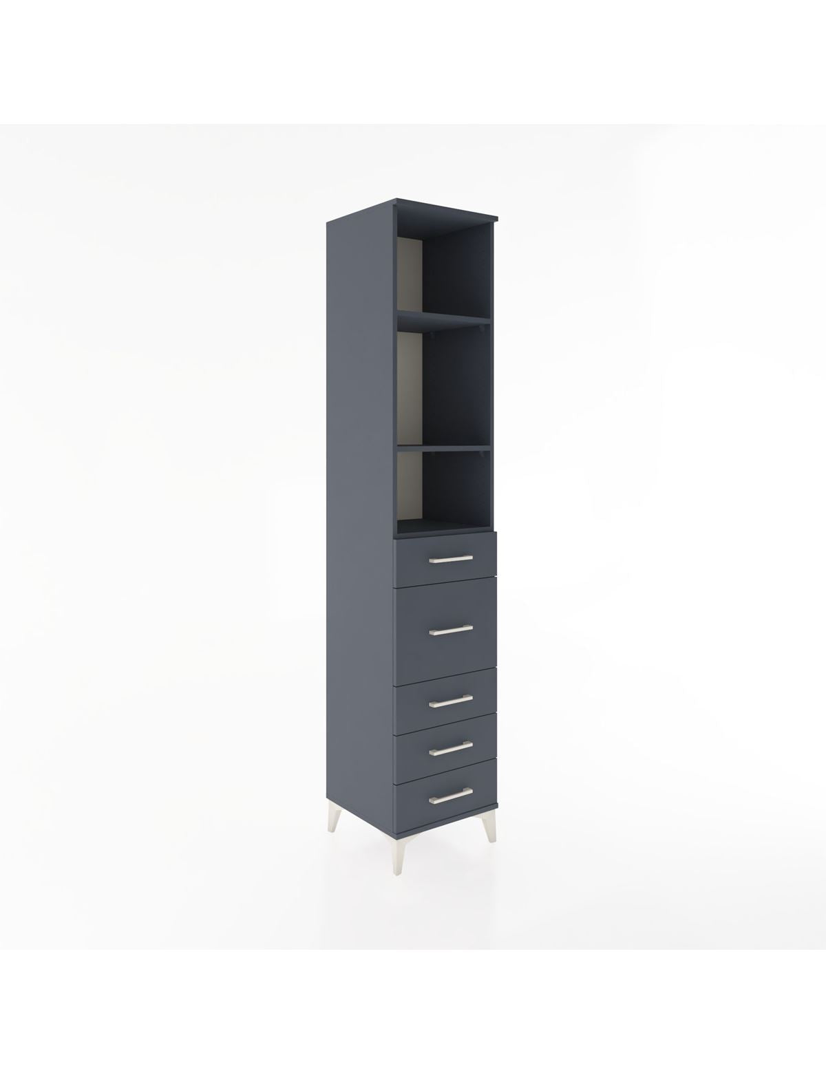 Hyperion Dolap 3 Raflı 5 Çekmeceli 44x44x221 Antrasit-Antrasit