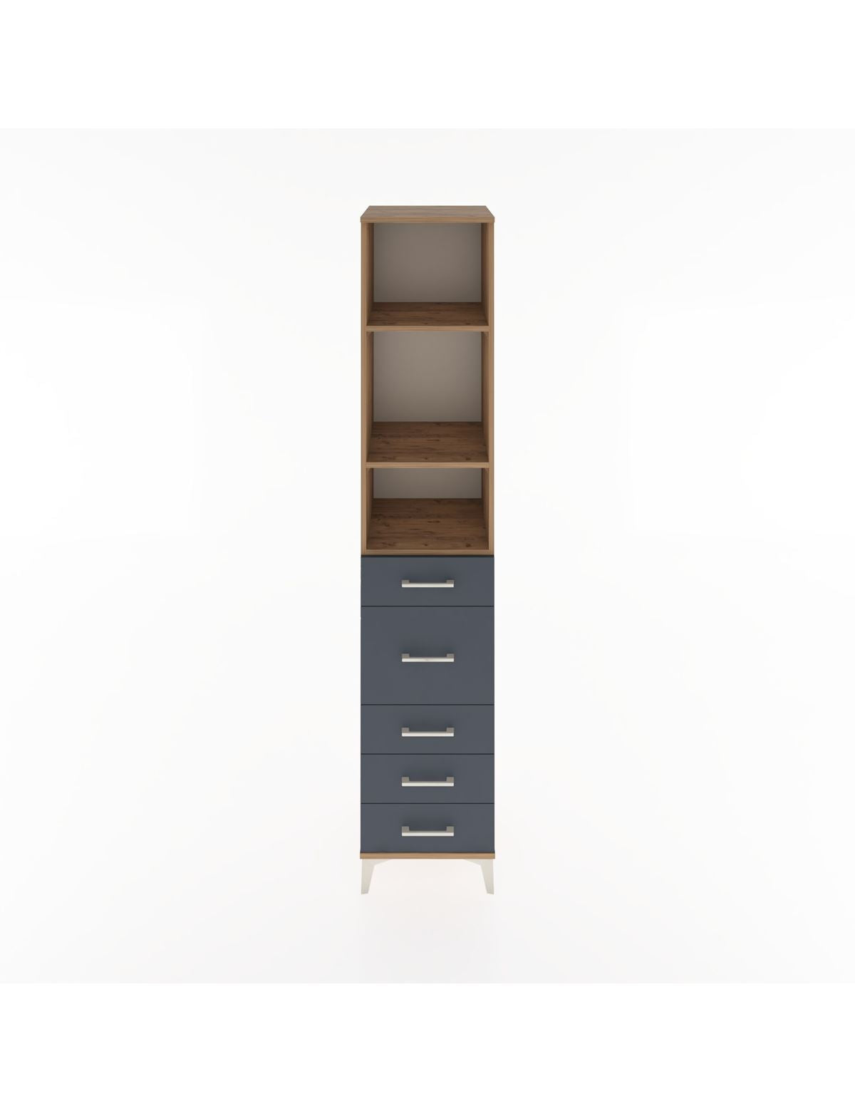 Hyperion Dolap 3 Raflı 5 Çekmeceli 44x44x221 Çam-Antrasit