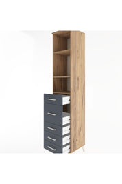 Hyperion Dolap 3 Raflı 5 Çekmeceli 44x44x221 Çam-Antrasit