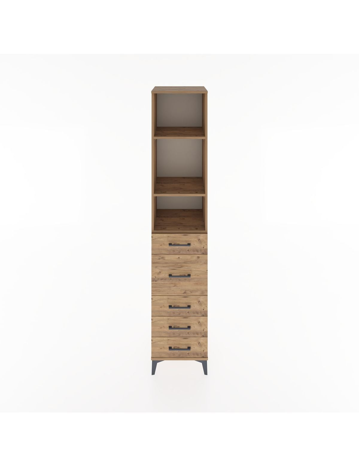 Hyperion Dolap 3 Raflı 5 Çekmeceli 44x44x221 Çam-Çam