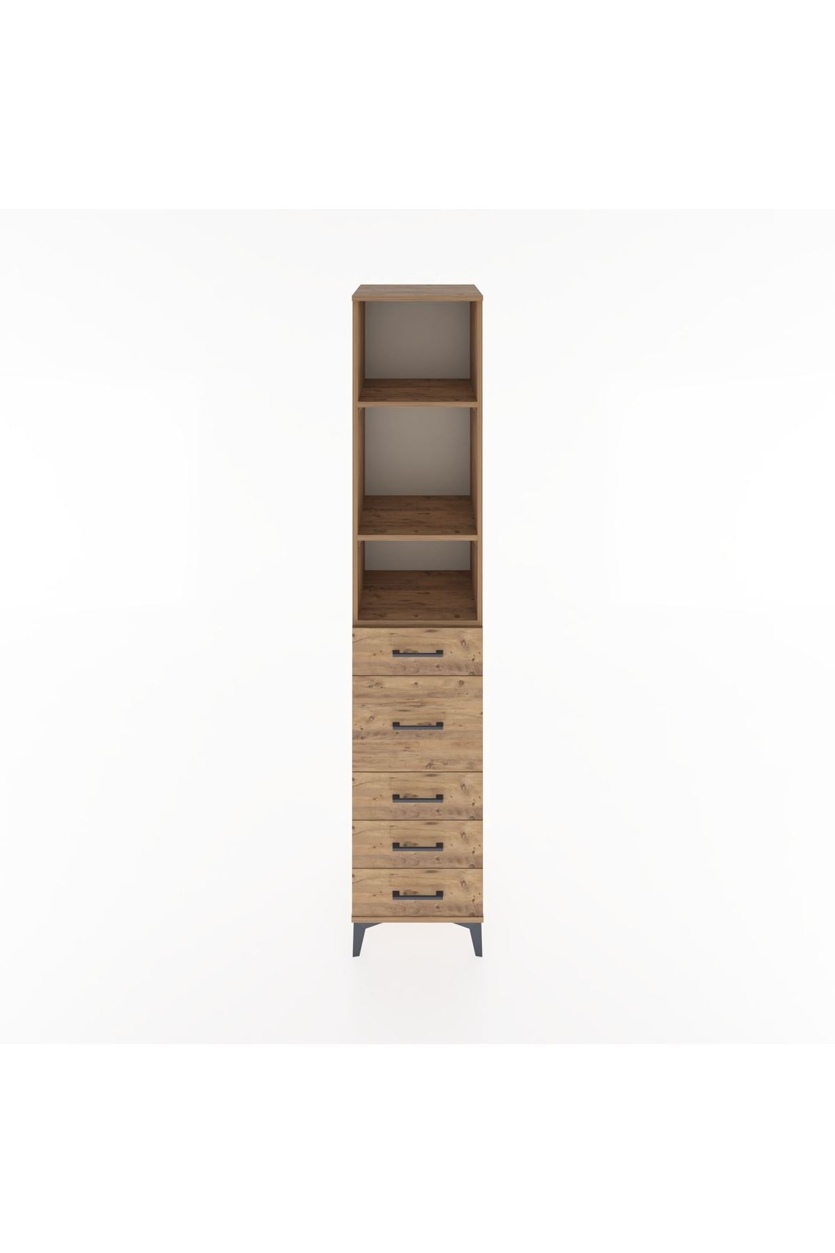 Hyperion Dolap 3 Raflı 5 Çekmeceli 44x44x221 Çam-Çam