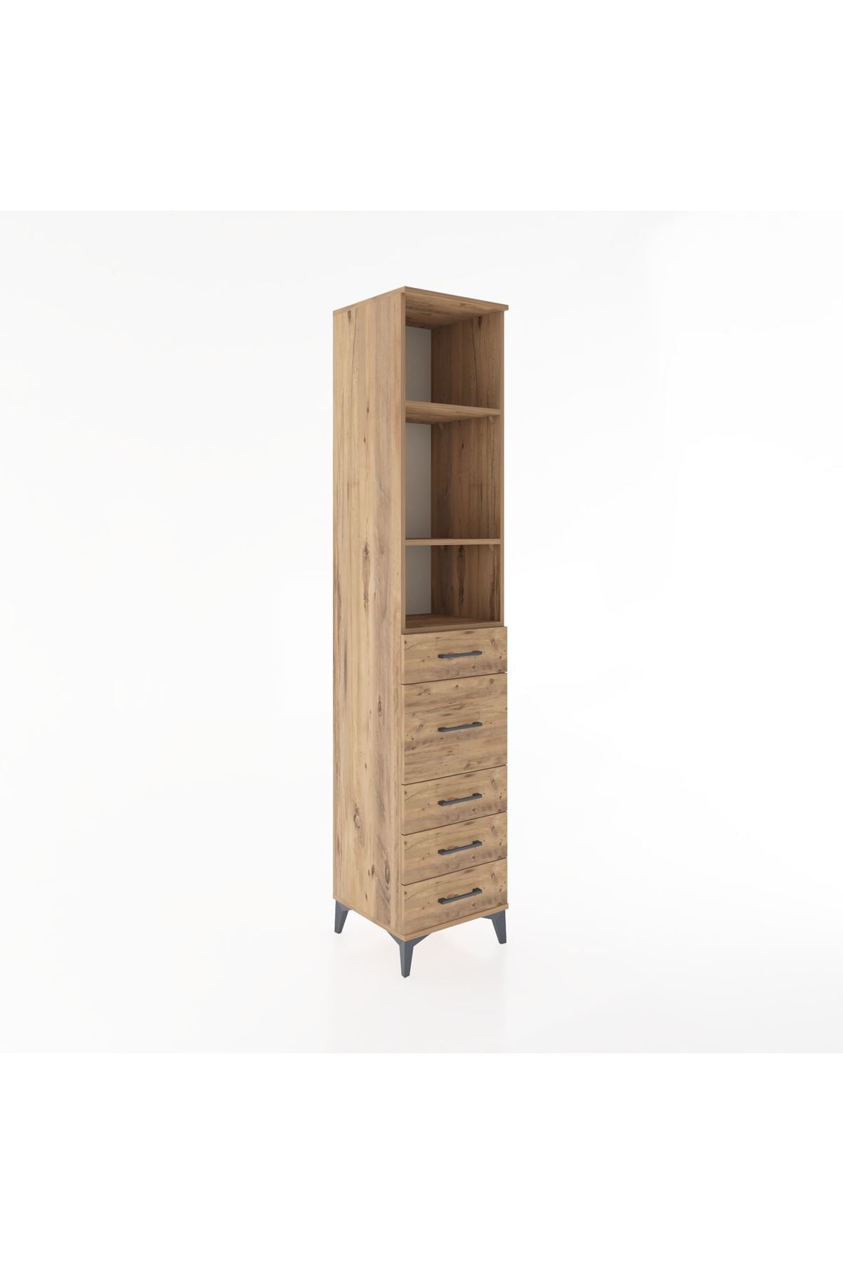 Hyperion Dolap 3 Raflı 5 Çekmeceli 44x44x221 Çam-Çam