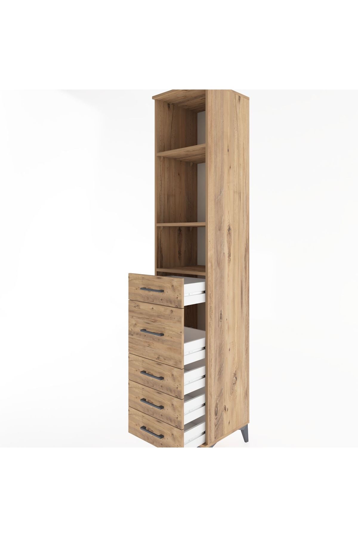 Hyperion Dolap 3 Raflı 5 Çekmeceli 44x44x221 Çam-Çam