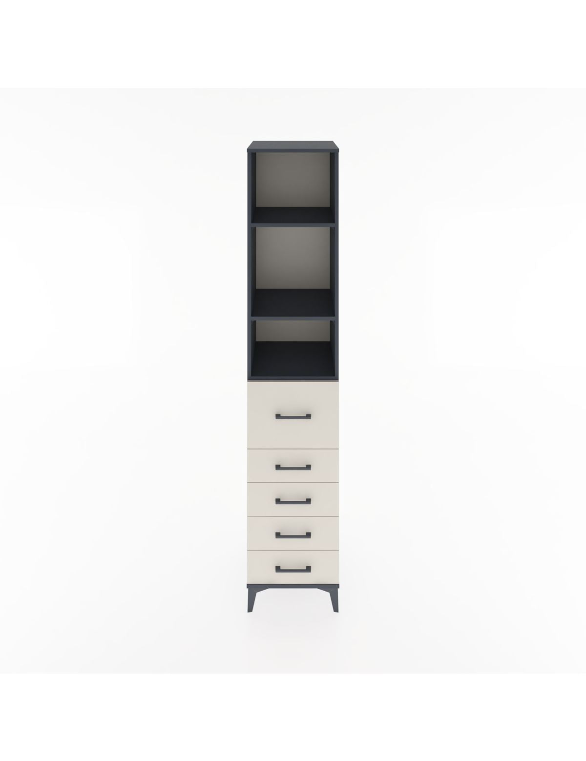 Hyperion Dolap 3 Raflı 5 Çekmeceli 44x44x221 Antrasit-Aytaşı