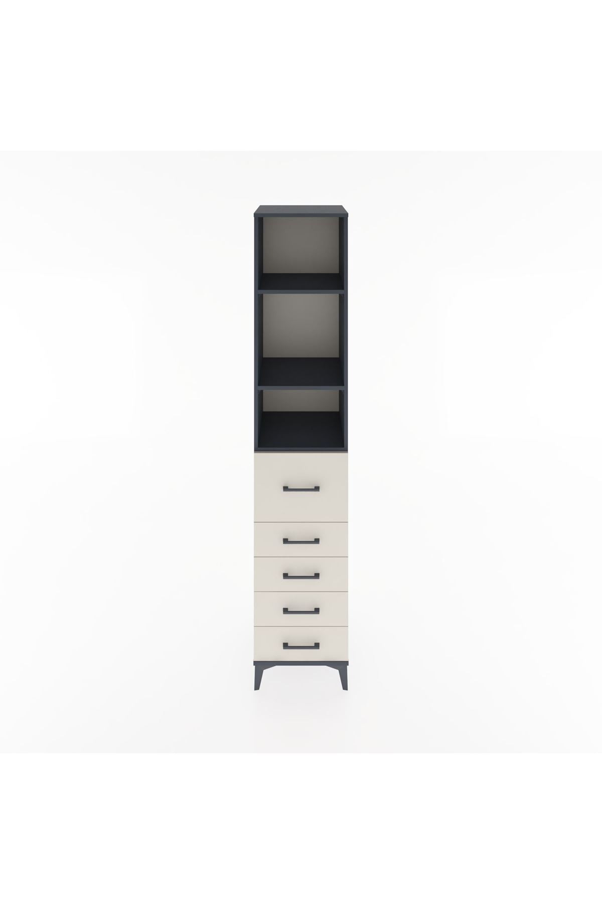 Hyperion Dolap 3 Raflı 5 Çekmeceli 44x44x221 Antrasit-Aytaşı