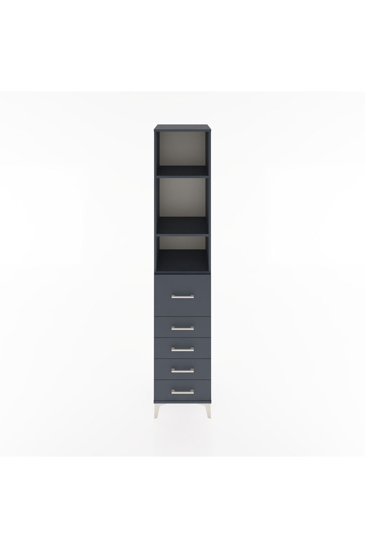 Hyperion Dolap 3 Raflı 5 Çekmeceli 44x44x221 Antrasit-Antrasit