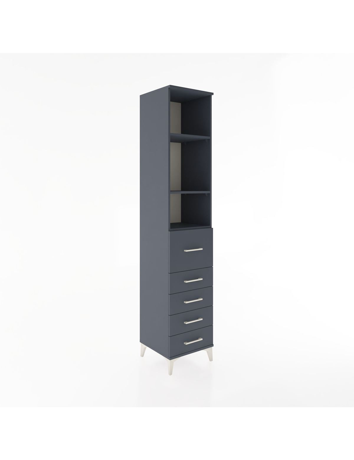 Hyperion Dolap 3 Raflı 5 Çekmeceli 44x44x221 Antrasit-Antrasit