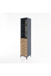 Hyperion Dolap 3 Raflı 5 Çekmeceli 44x44x221 Antrasit-Çam