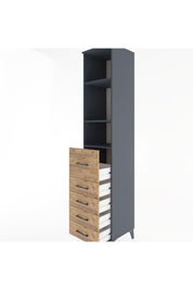 Hyperion Dolap 3 Raflı 5 Çekmeceli 44x44x221 Antrasit-Çam