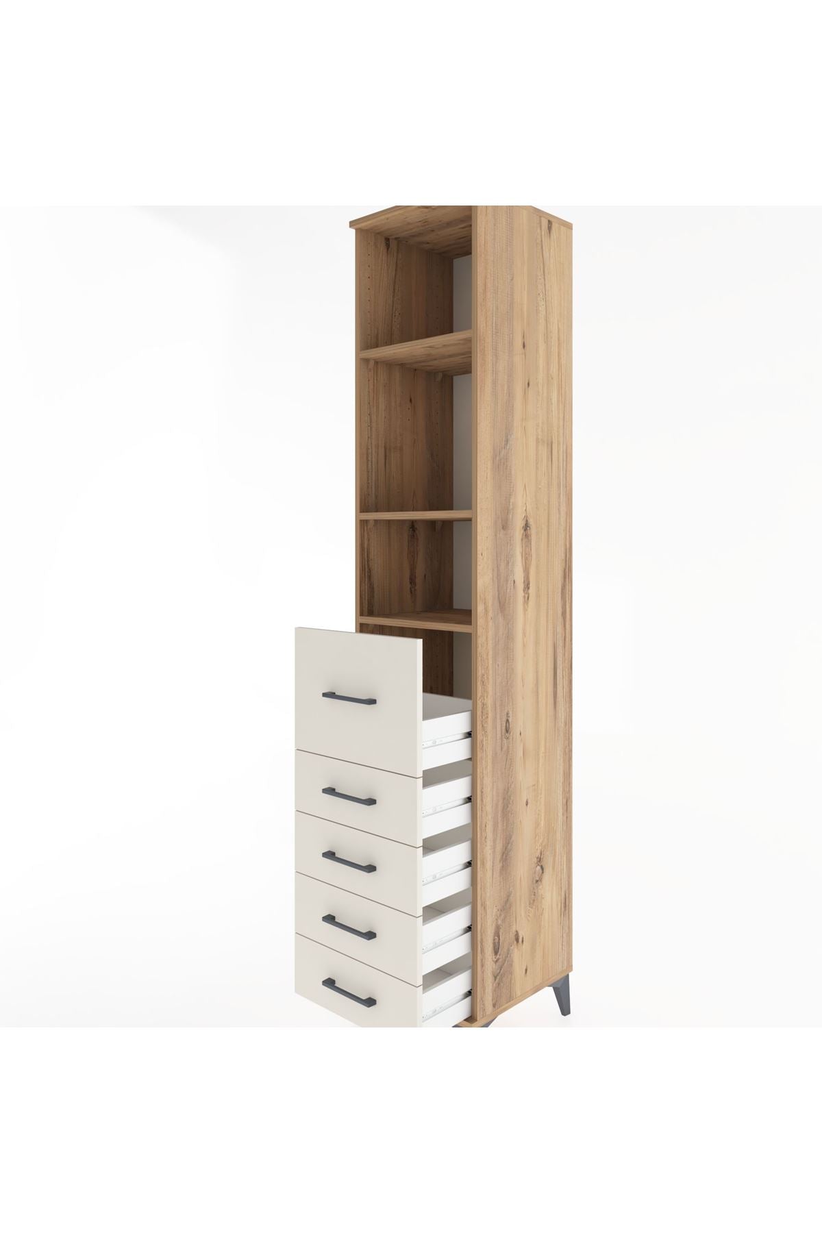 Hyperion Dolap 3 Raflı 5 Çekmeceli 44x44x221 Çam-Aytaşı