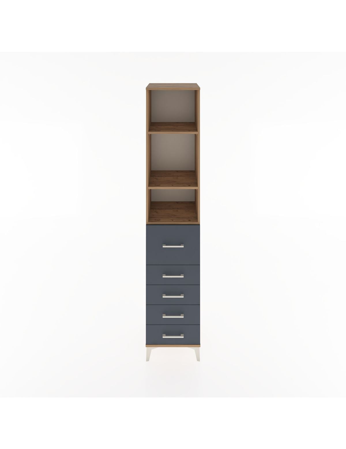 Hyperion Dolap 3 Raflı 5 Çekmeceli 44x44x221 Çam-Antrasit