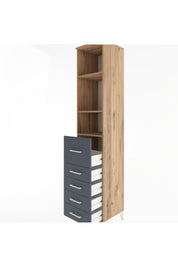 Hyperion Dolap 3 Raflı 5 Çekmeceli 44x44x221 Çam-Antrasit