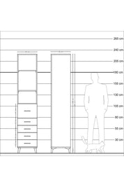 Hyperion Dolap 3 Raflı 5 Çekmeceli 44x44x221 Çam-Antrasit