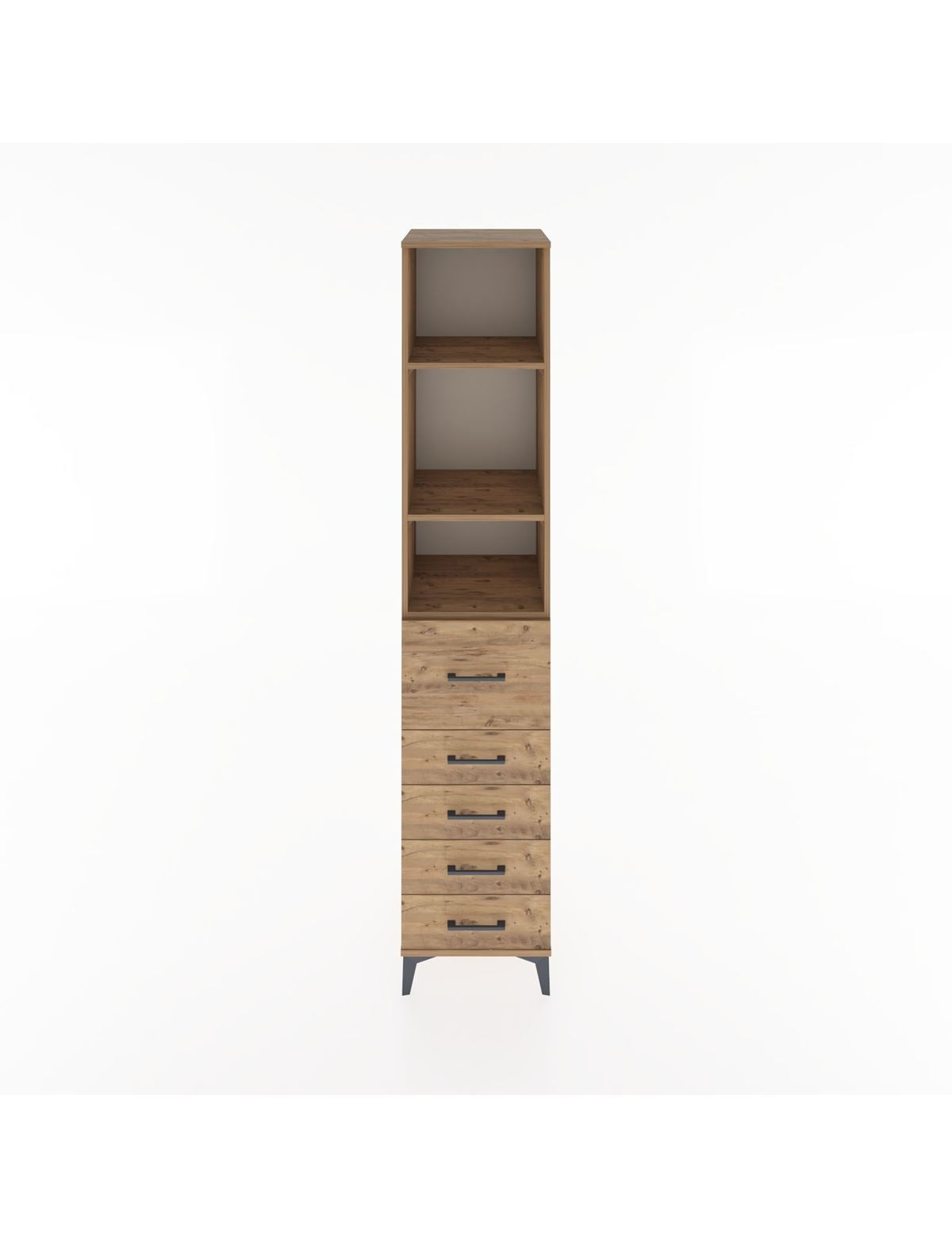 Hyperion Dolap 3 Raflı 5 Çekmeceli 44x44x221 Çam-Çam