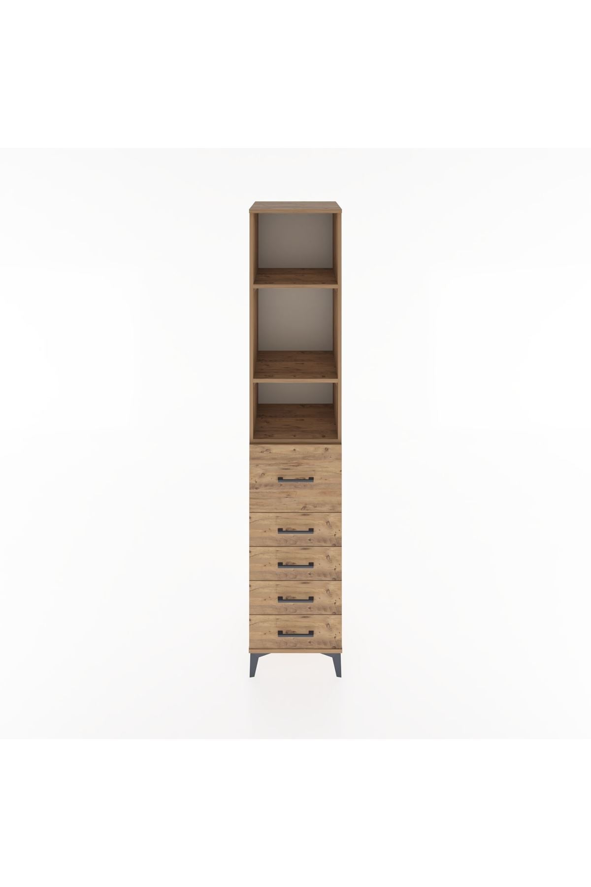 Hyperion Dolap 3 Raflı 5 Çekmeceli 44x44x221 Çam-Çam