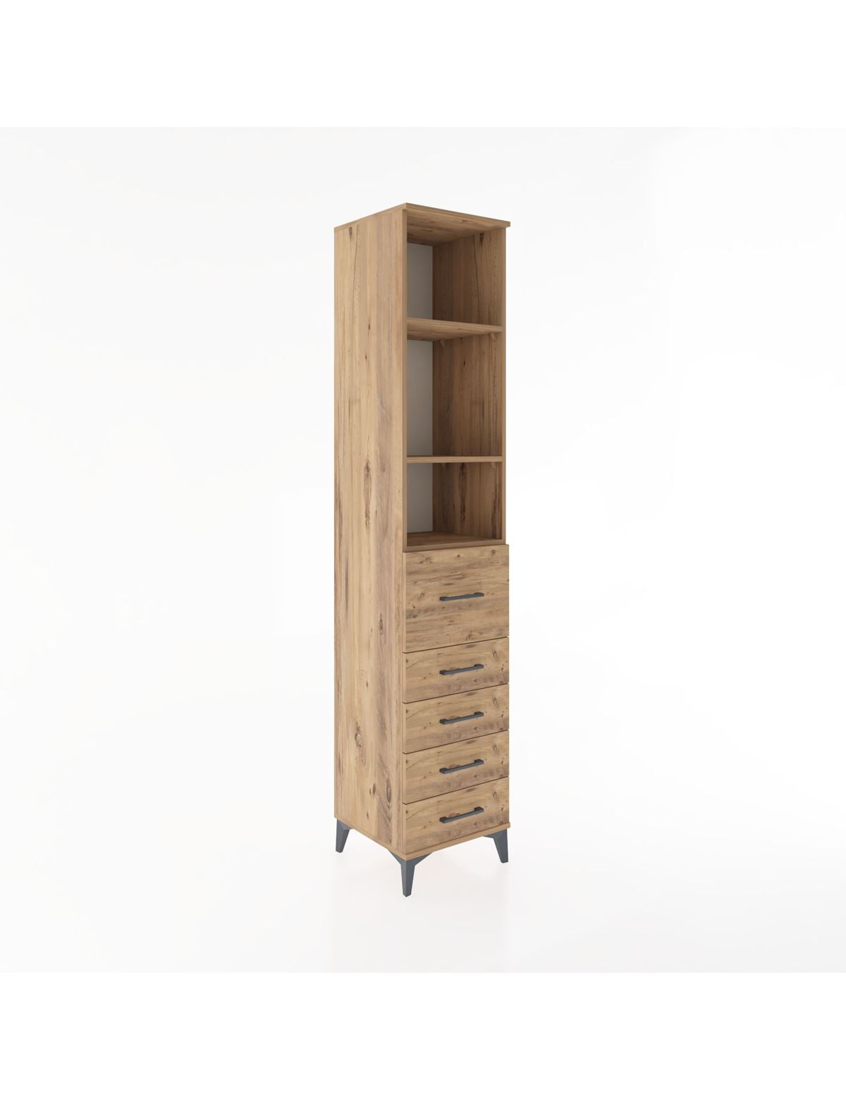 Hyperion Dolap 3 Raflı 5 Çekmeceli 44x44x221 Çam-Çam