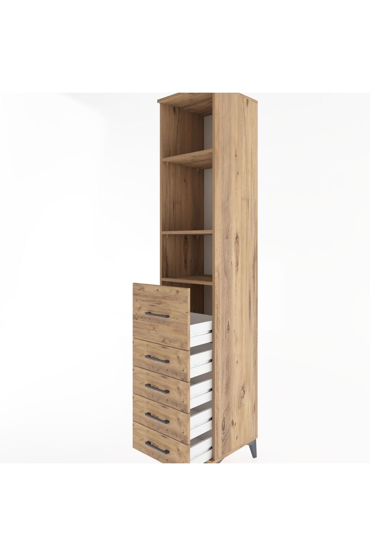 Hyperion Dolap 3 Raflı 5 Çekmeceli 44x44x221 Çam-Çam