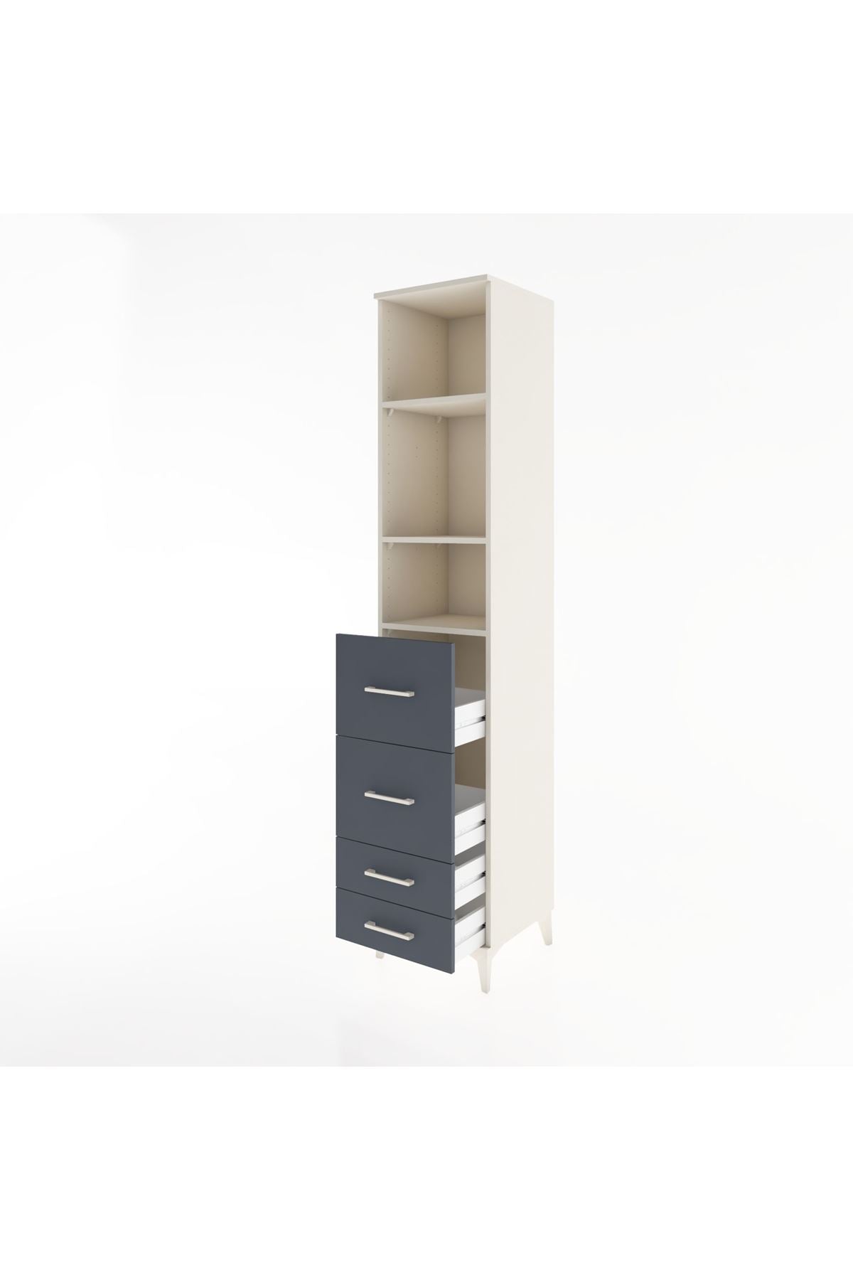 Hyperion Dolap 3 Raflı 4 Çekmeceli 44x44x221 Aytaşı-Antrasit