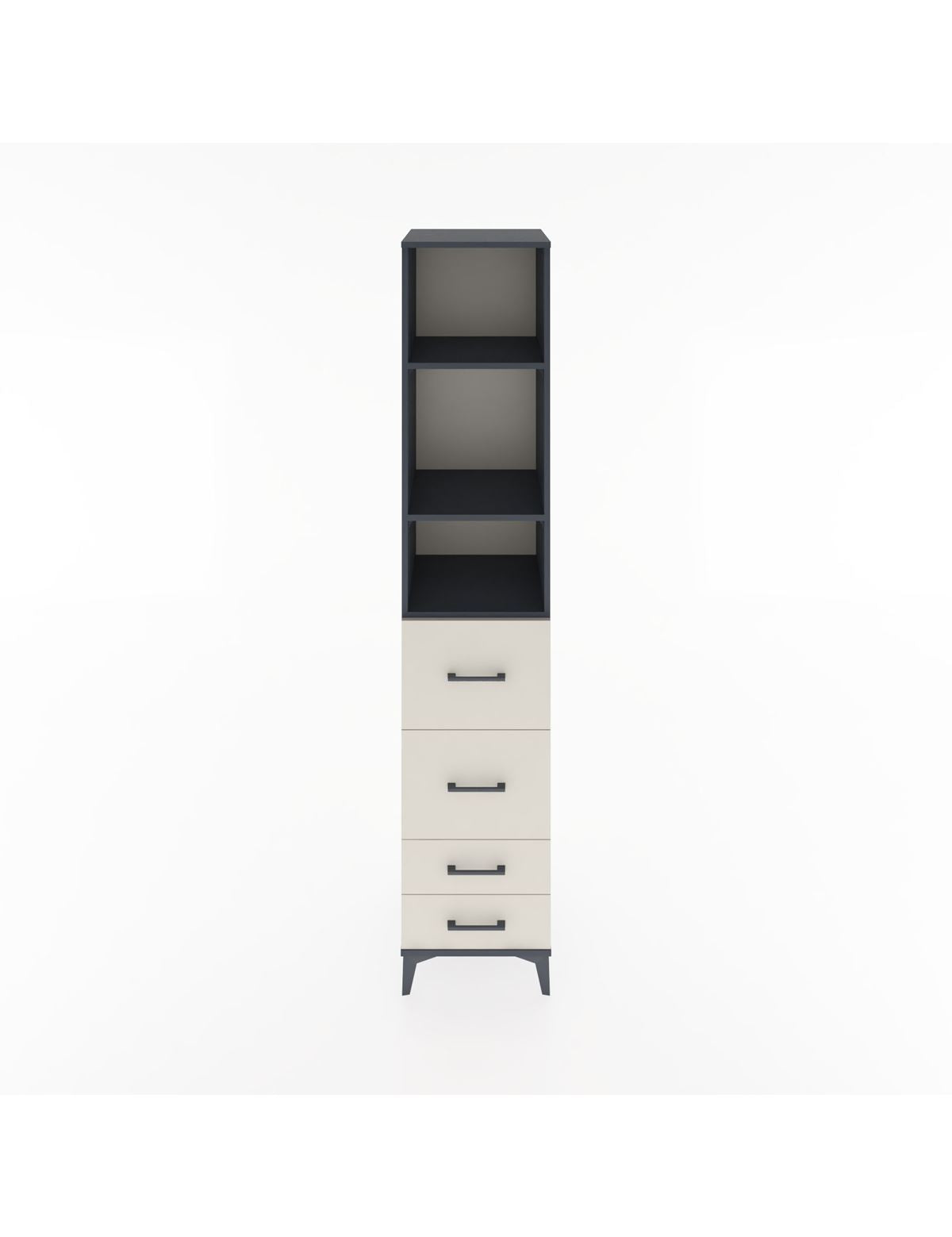 Hyperion Dolap 3 Raflı 4 Çekmeceli 44x44x221 Antrasit-Aytaşı