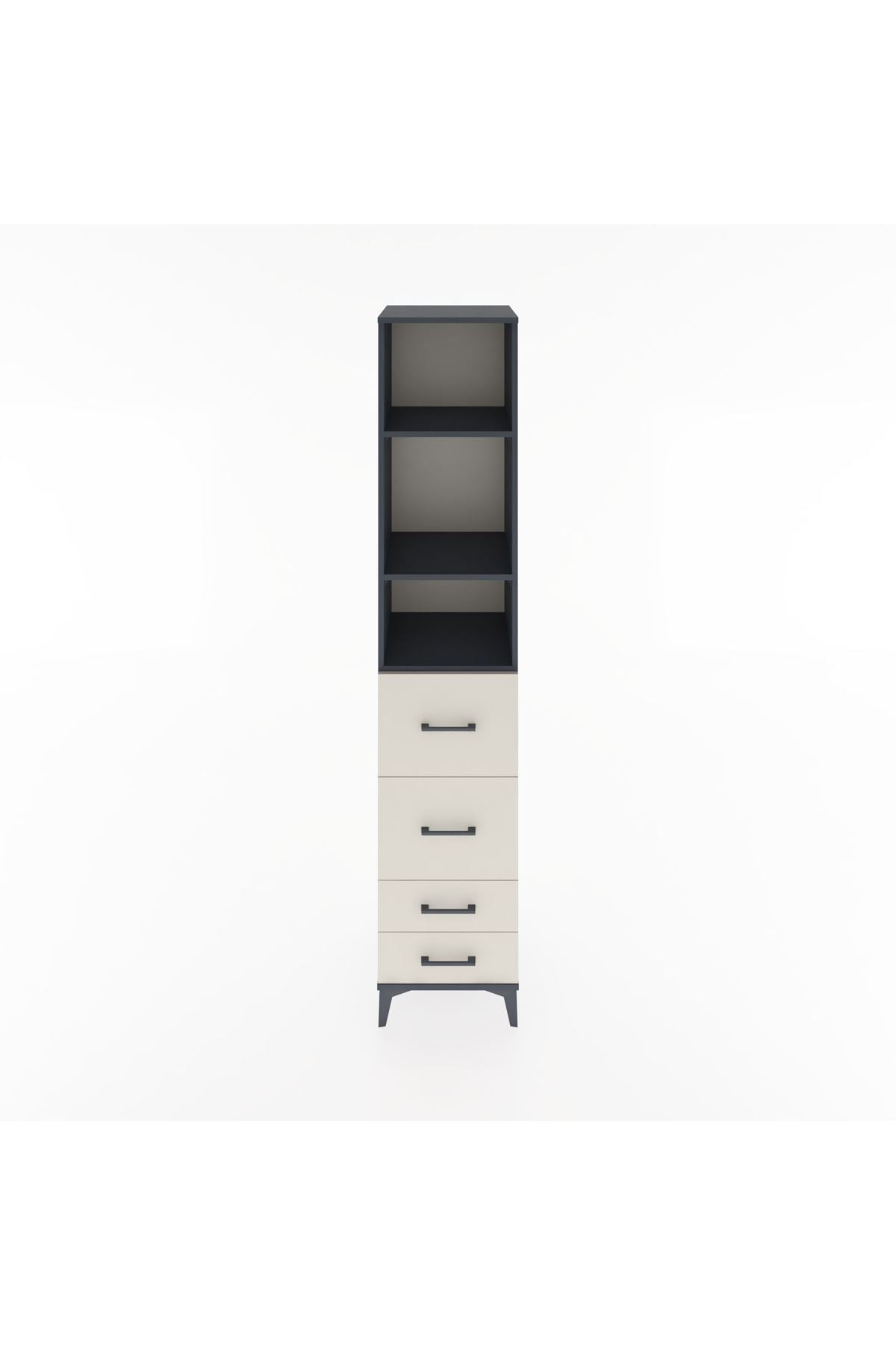 Hyperion Dolap 3 Raflı 4 Çekmeceli 44x44x221 Antrasit-Aytaşı