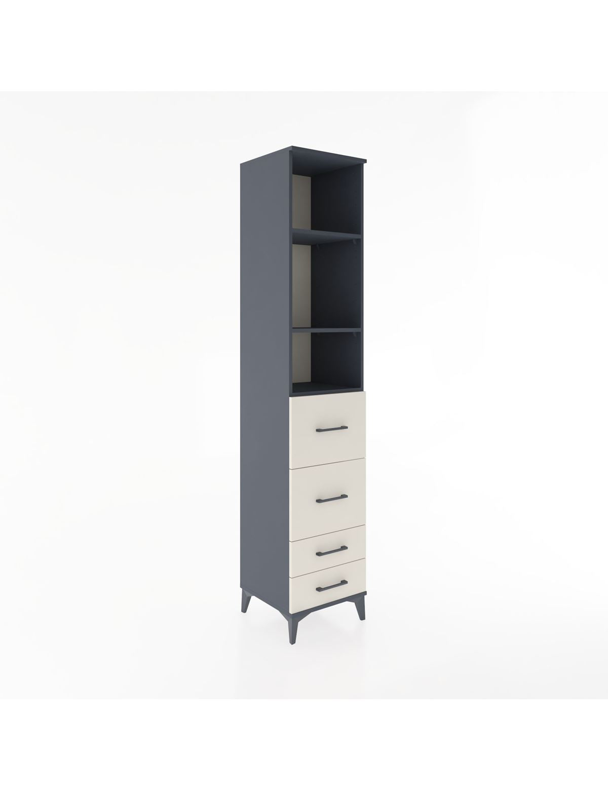 Hyperion Dolap 3 Raflı 4 Çekmeceli 44x44x221 Antrasit-Aytaşı