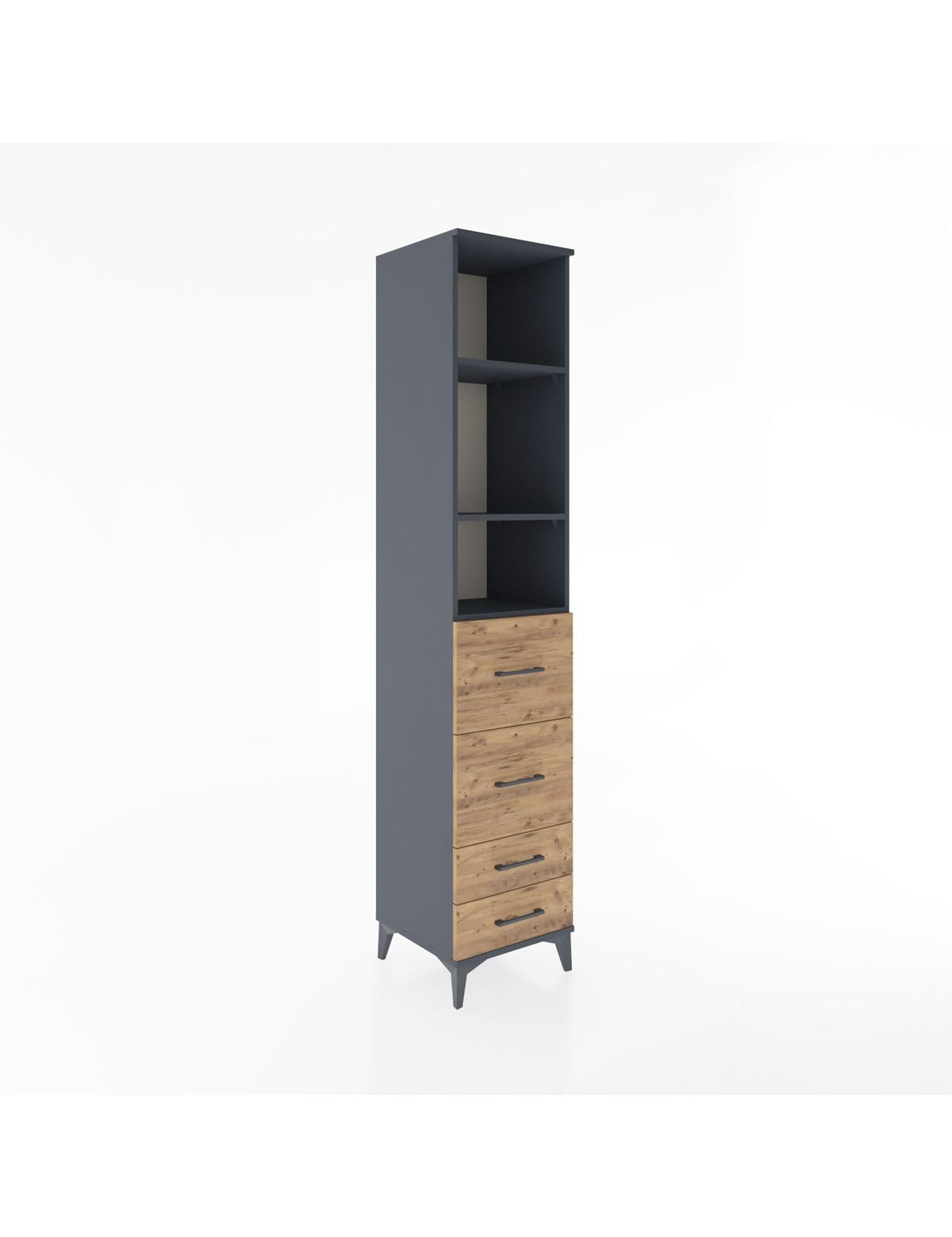 Hyperion Dolap 3 Raflı 4 Çekmeceli 44x44x221 Antrasit-Çam