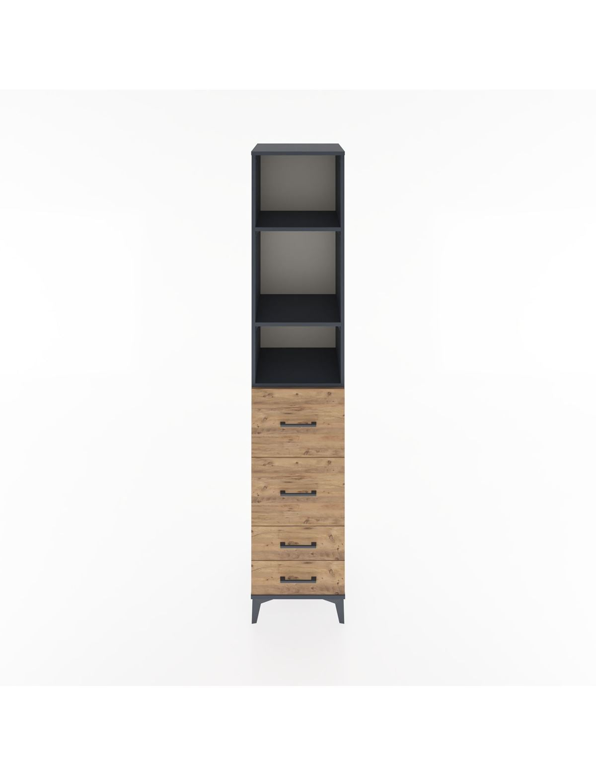 Hyperion Dolap 3 Raflı 4 Çekmeceli 44x44x221 Antrasit-Çam