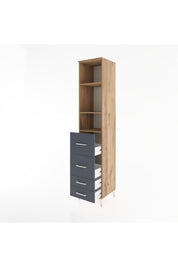 Hyperion Dolap 3 Raflı 4 Çekmeceli 44x44x221 Çam-Antrasit