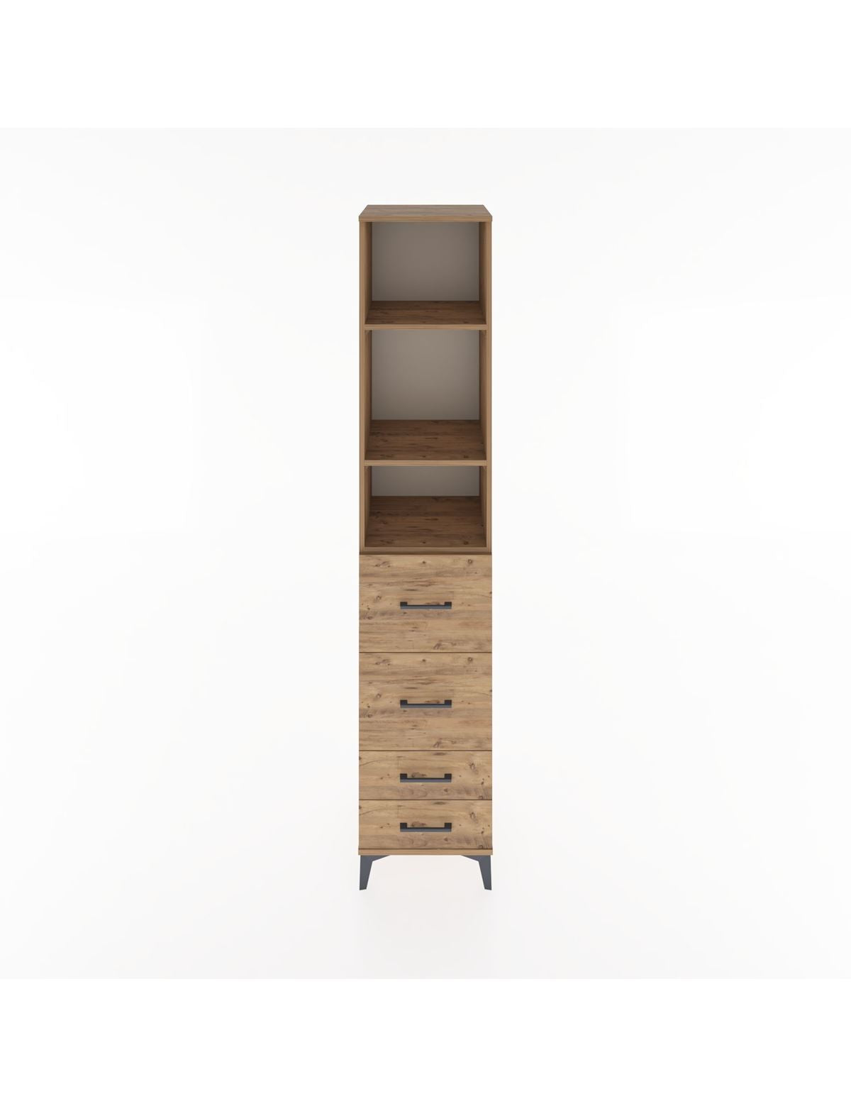 Hyperion Dolap 3 Raflı 4 Çekmeceli 44x44x221 Çam-Çam