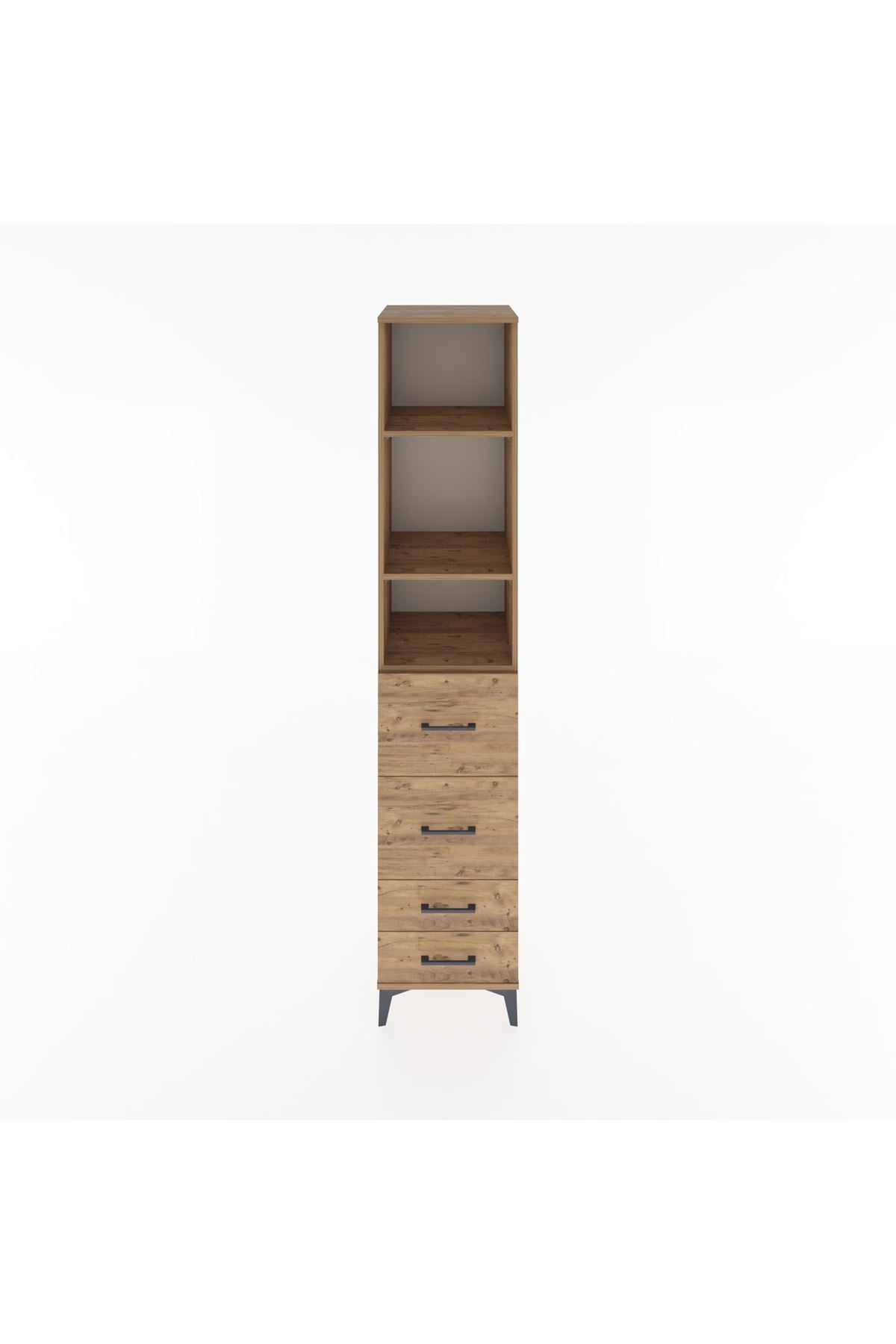 Hyperion Dolap 3 Raflı 4 Çekmeceli 44x44x221 Çam-Çam