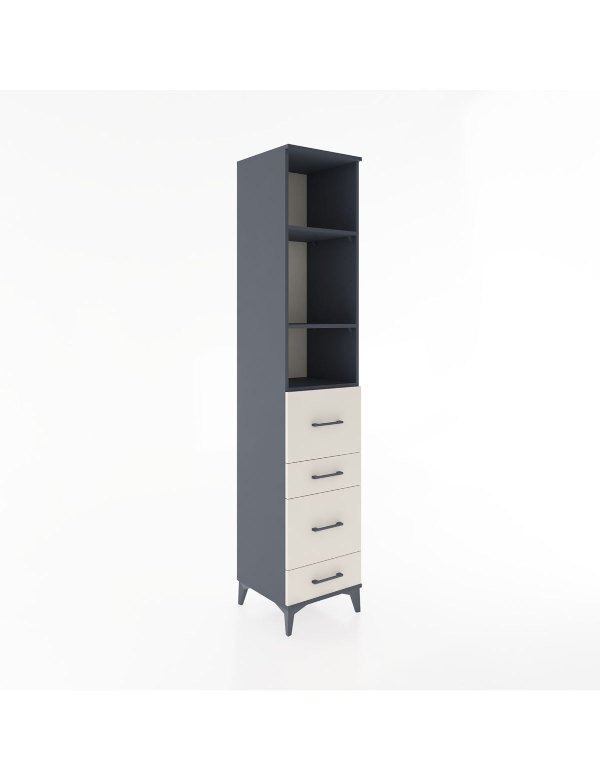 Hyperion Dolap 3 Raflı 4 Çekmeceli 44x44x221 Antrasit-Aytaşı