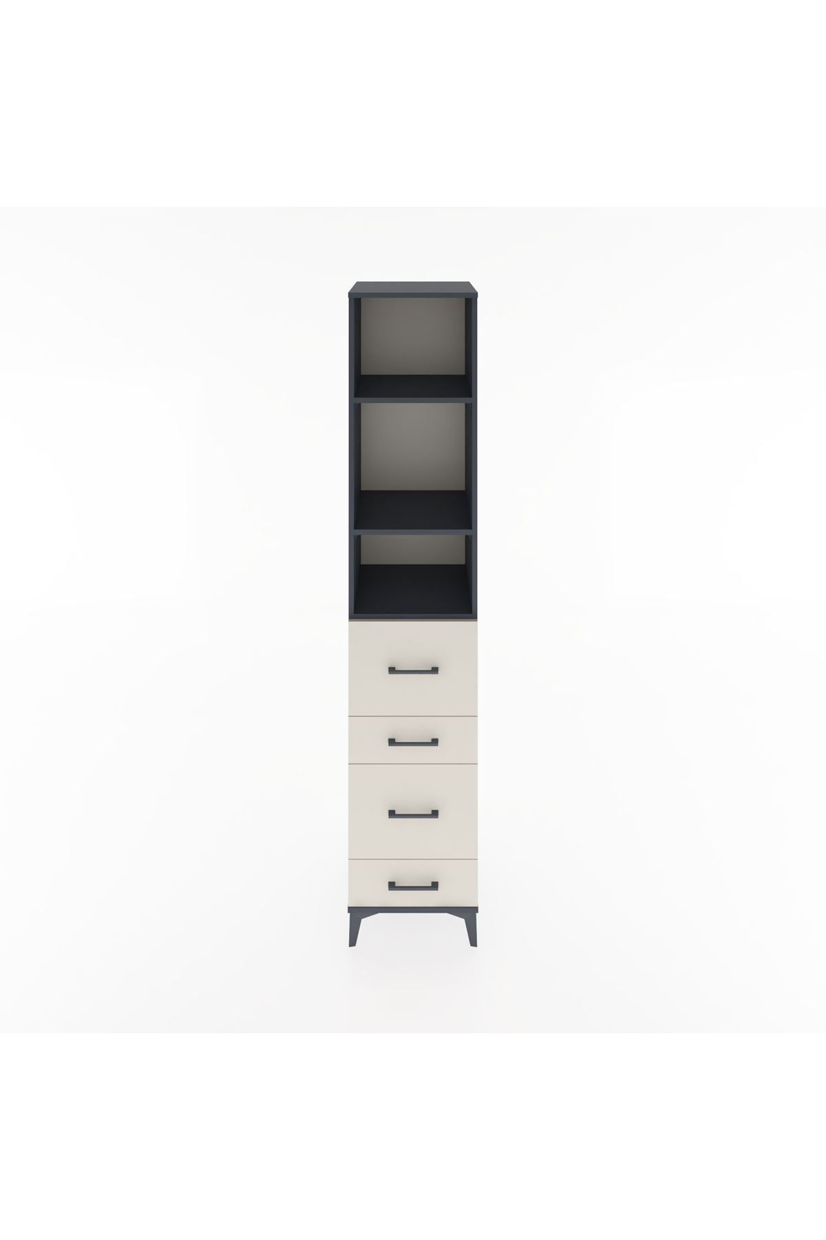 Hyperion Dolap 3 Raflı 4 Çekmeceli 44x44x221 Antrasit-Aytaşı