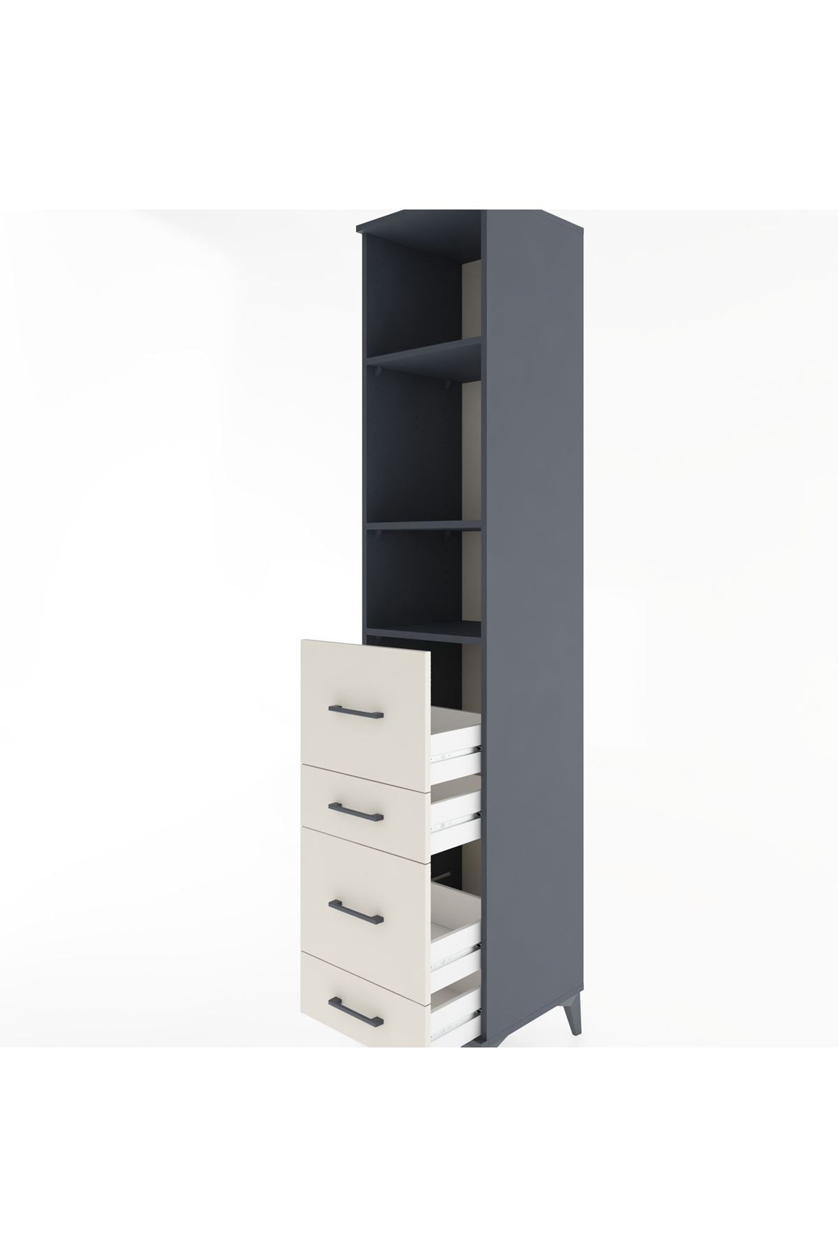 Hyperion Dolap 3 Raflı 4 Çekmeceli 44x44x221 Antrasit-Aytaşı