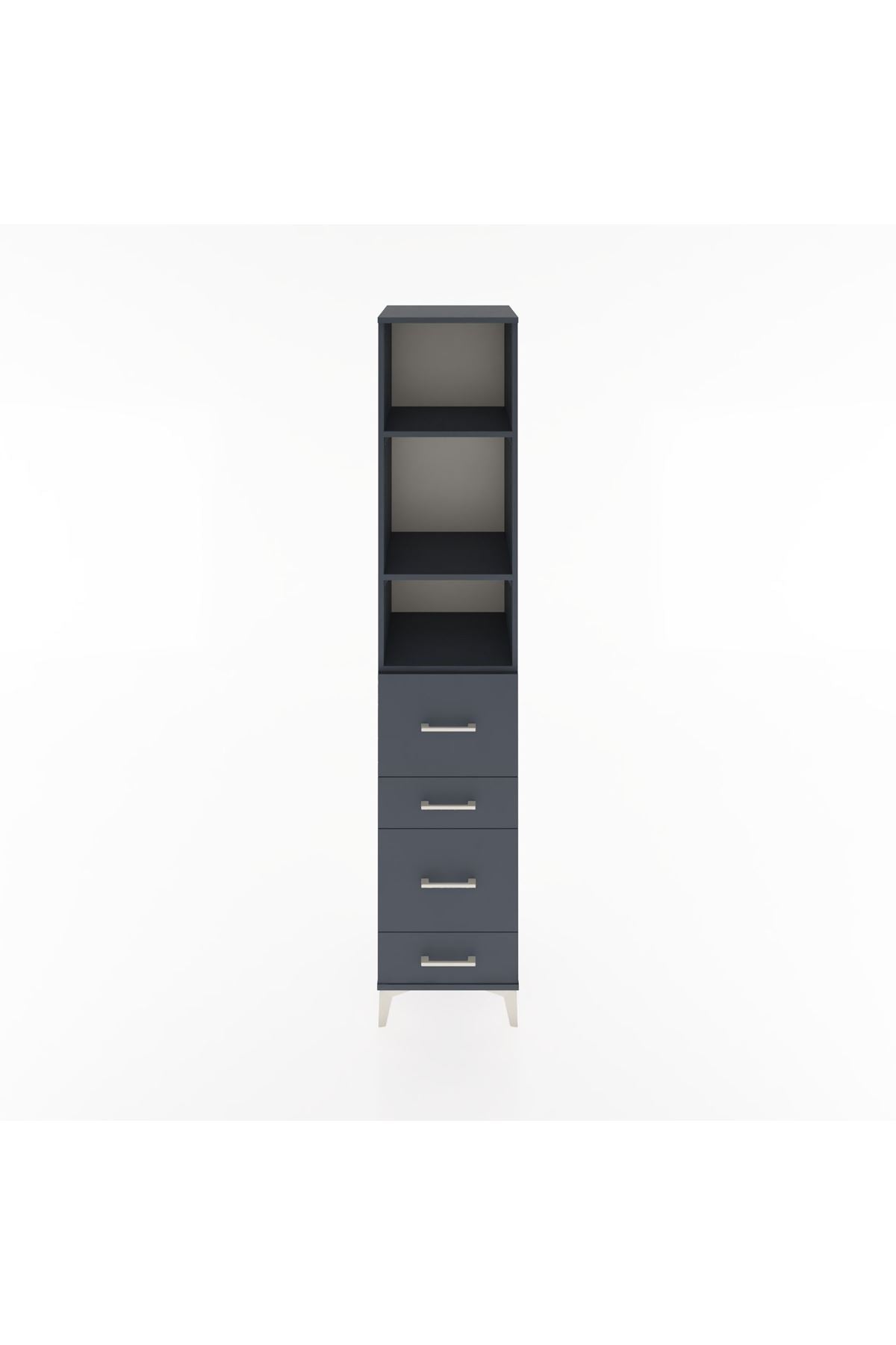 Hyperion Dolap 3 Raflı 4 Çekmeceli 44x44x221 Antrasit-Antrasit