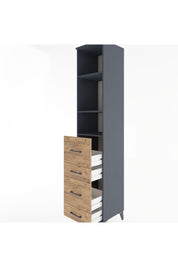 Hyperion Dolap 3 Raflı 4 Çekmeceli 44x44x221 Antrasit-Çam