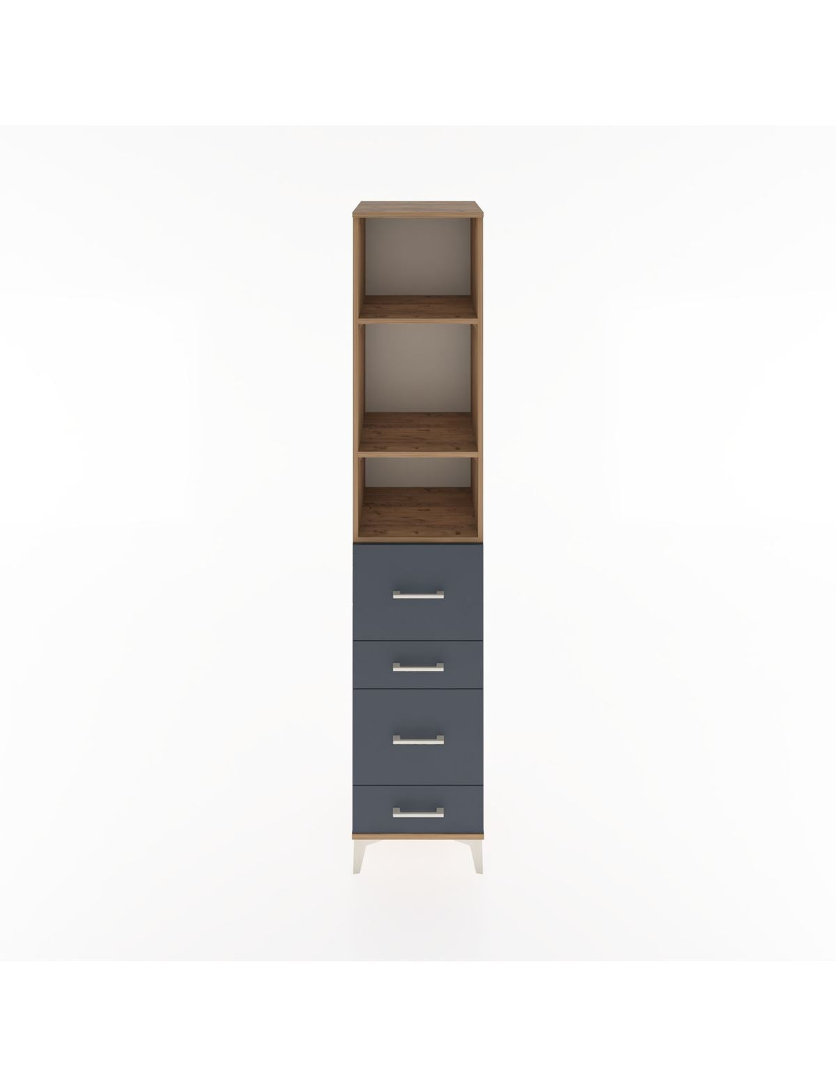 Hyperion Dolap 3 Raflı 4 Çekmeceli 44x44x221 Çam-Antrasit