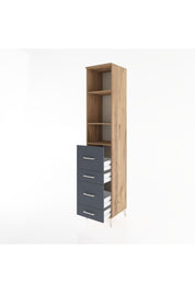 Hyperion Dolap 3 Raflı 4 Çekmeceli 44x44x221 Çam-Antrasit