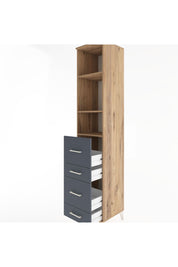 Hyperion Dolap 3 Raflı 4 Çekmeceli 44x44x221 Çam-Antrasit